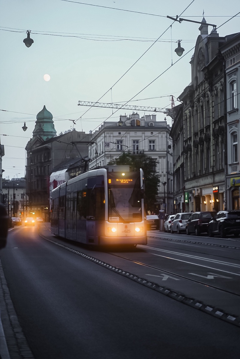 City tram at blue hour